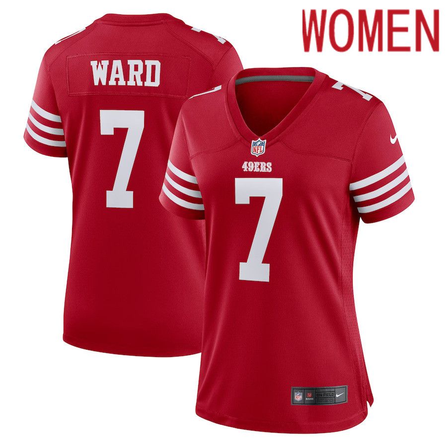 Women San Francisco 49ers #7 Charvarius Ward Nike Scarlet Game Player NFL Jersey->women nfl jersey->Women Jersey